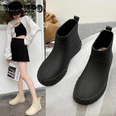 Дождевые сапоги Женские нескользящие низкие водные туфли Водные сапоги Короткие дождевые сапоги Автомойка Покупки Кухонная обувь Обувь для мам с мягкой подошвой