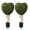 Искусственные Зеленые Растения в Горшках Формы Сердца Декор с Белой Лентой Бант Не Требует Ухода Искусственные Мини-Деревья в Форме Сердца для Дня Святого Валентина Домашний Декор