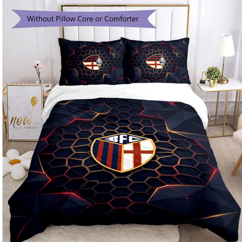 Bologna FC Printed 3PCS Bedding Set Breathable Duvet Cover with Pillowcases Decorative Bed Linen for Bedroom Home