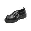 One-word Buckle with Thick-soled Women's Retro Small Leather Shoes and Soft-soled Single Shoes Women