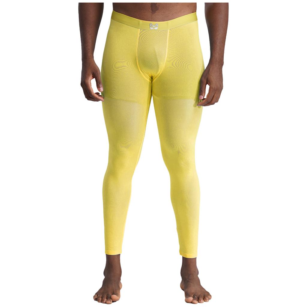 Мужское нижнее белье из ледяного шелка с низкой талией, облегающие леггинсы, обтягивающие брюки с карманом, бесшовные эластичные длинные брюки