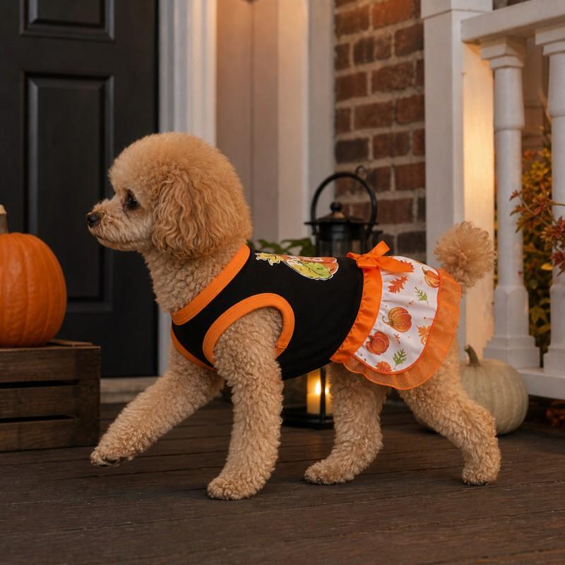 Pet Dog Dress Costume Halloween Christmas Winter Pumpkin Witch Princess Style Cotton Blend