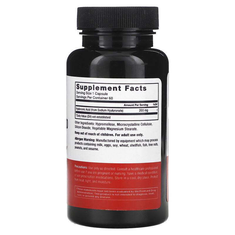 Hyaluronic Acid, 200 mg, 60 Vegetable Capsules