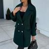 Женское свободное повседневное шерстяное пальто с воротником из однотонного костюма, модное пальто с длинными рукавами