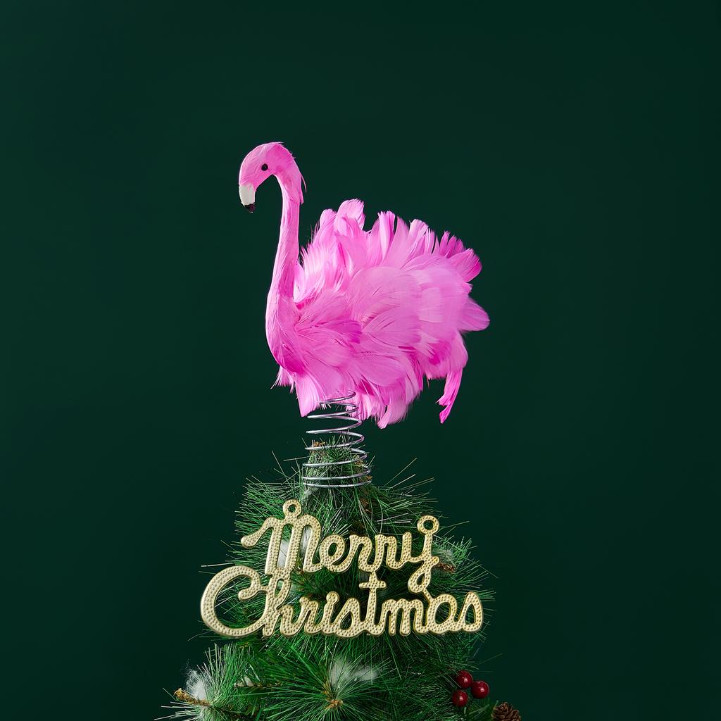 Верхушка для рождественской елки в виде фламинго, мягкое украшение для дома, подарок на зимнюю праздничную вечеринку