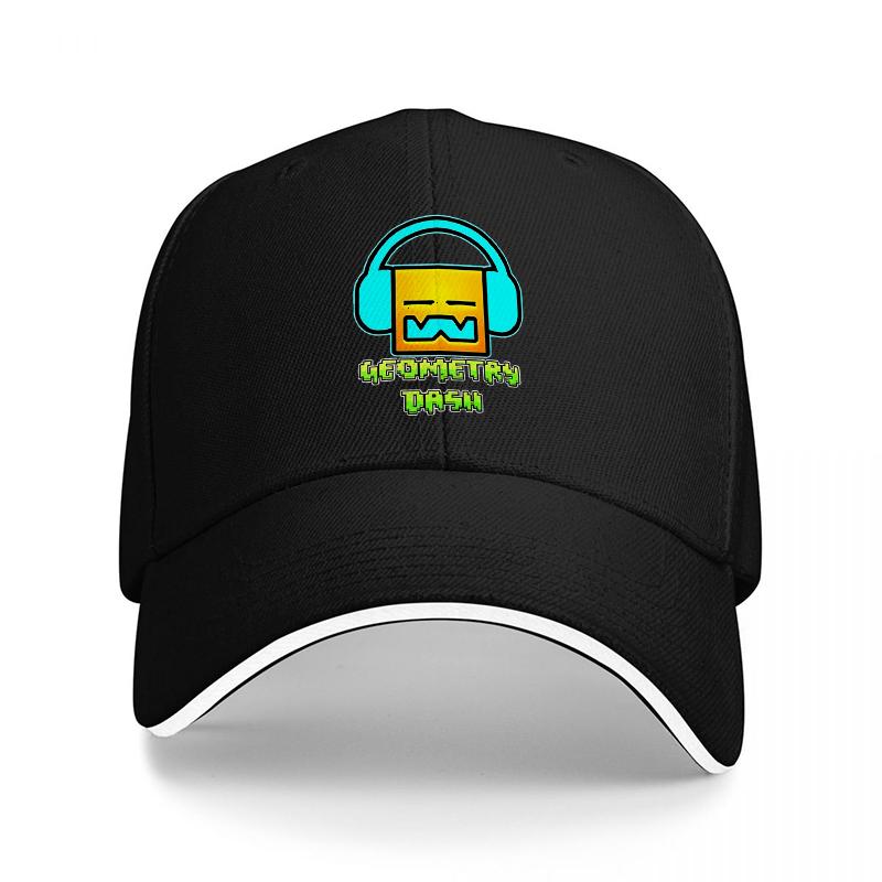 Кепка с логотипом Geometry Dash Черная Регулируемая Кепка с Иконичным Дизайном Персонажа Игры для Геймеров и Фанатов Музыки