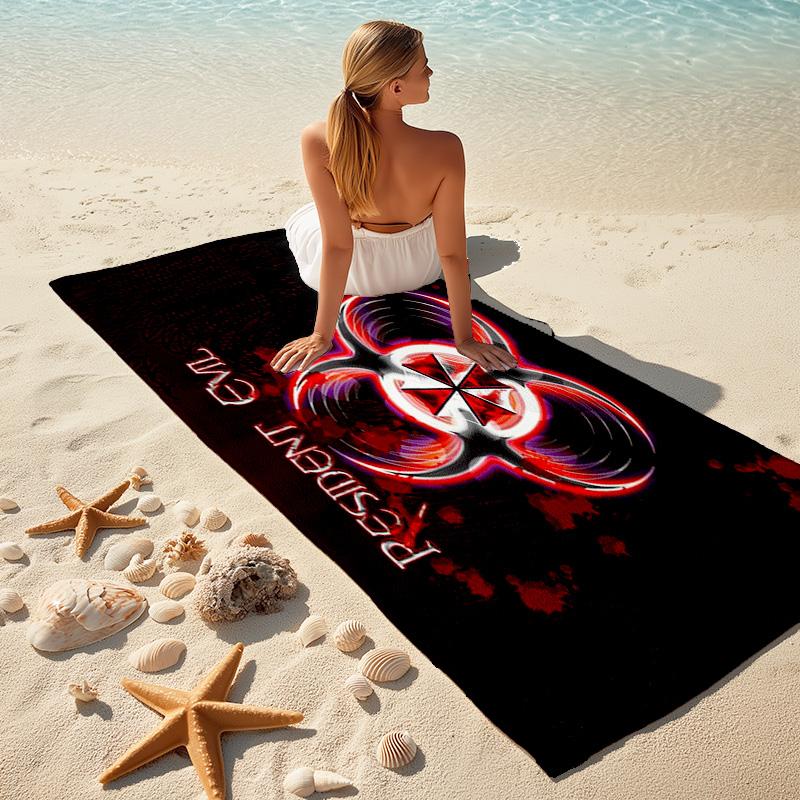 Resident Evil game, Umbrella Corporation, soft beach towel, outdoor camping vacation swimming beach towel, outdoor absorbent bath towel, Q10