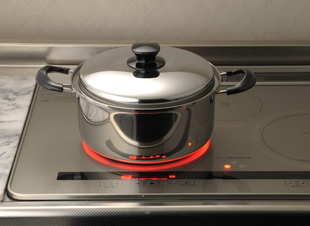 Yoshikawa Кастрюля 24 см с крышкой Совместима с огнем Интегрированная Цубаме Сандзё Сделано в Японии SJ3397 Двуручная 5,3 л IH/Открытый