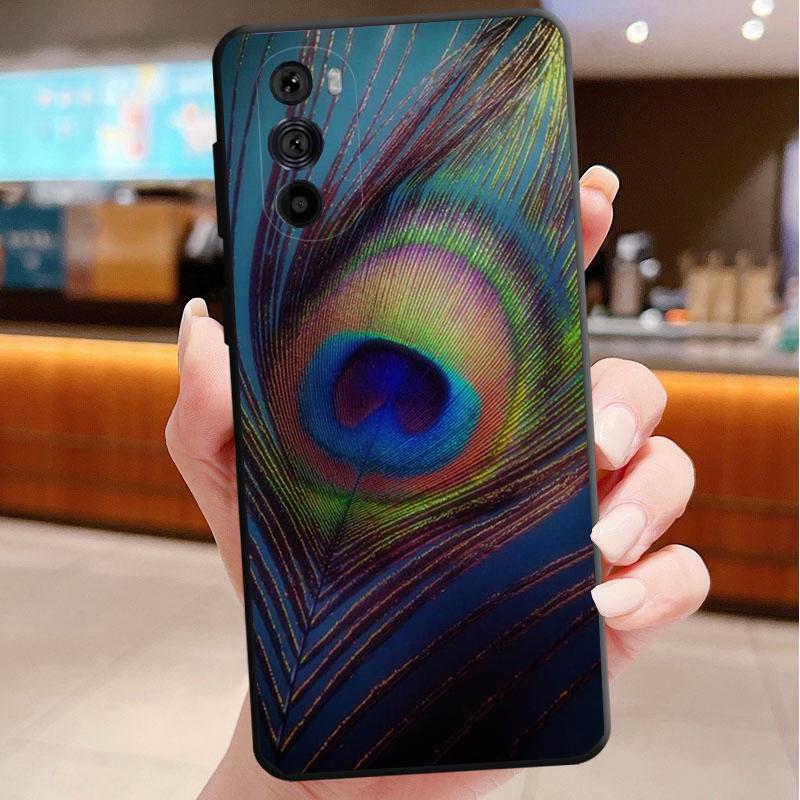 Phone Case For Motorola Edge 50 40 Pro 60 50 40 30 Ultra Neo Fusion Moto G85 G72 G53 G54 G84 G13 G32 Peacock Feathers