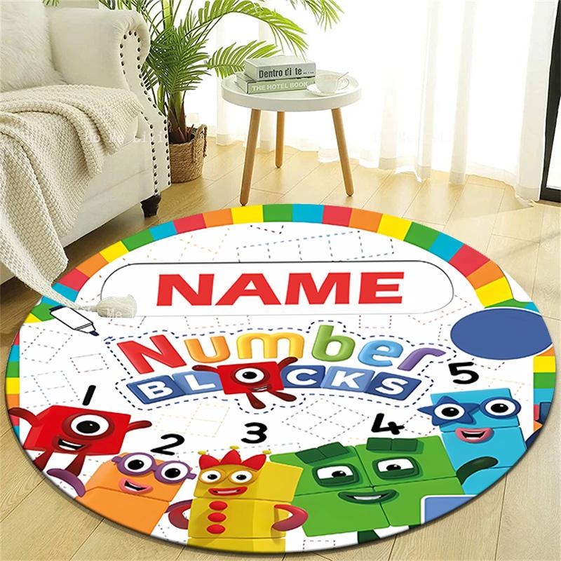 Personalized 3D-Number-Blocks-Cartoon Round Chair Office Rug - Perfect for Mat, Office Chair & More - Ideal Gift for Birthdays and Holidays