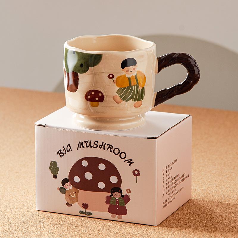 Ретро Милые Мальчики И Девочки Керамическая Домашняя Питьевая Вода Молоко Завтрак Мультфильм Чашка Творческий Высокая Ценность