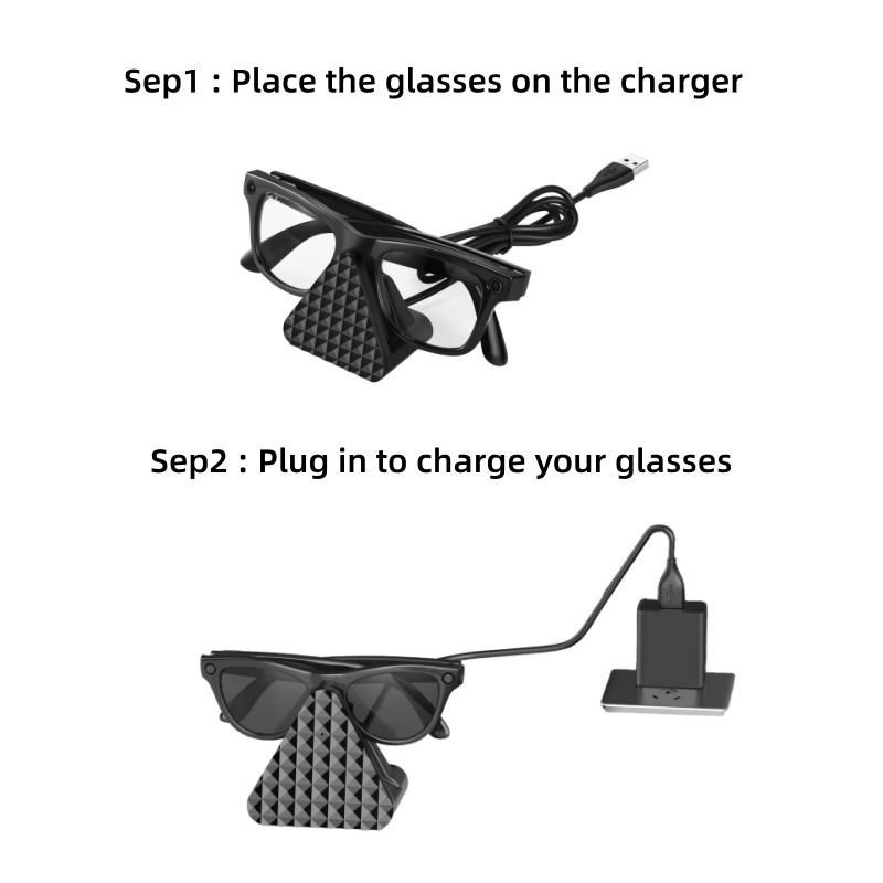 Для умных очков Meta Wayfarer Зарядная док-станция со светодиодным индикатором Множественная защита Портативная дорожная зарядная станция Адаптер Type-C