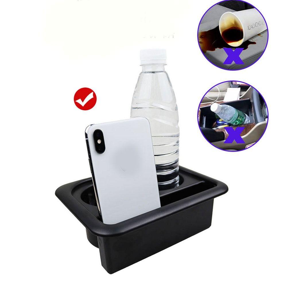 Shock-Absorbing Central Armrest Cup Tray Space-Saving Cup Holder Storage Box  Vehicles