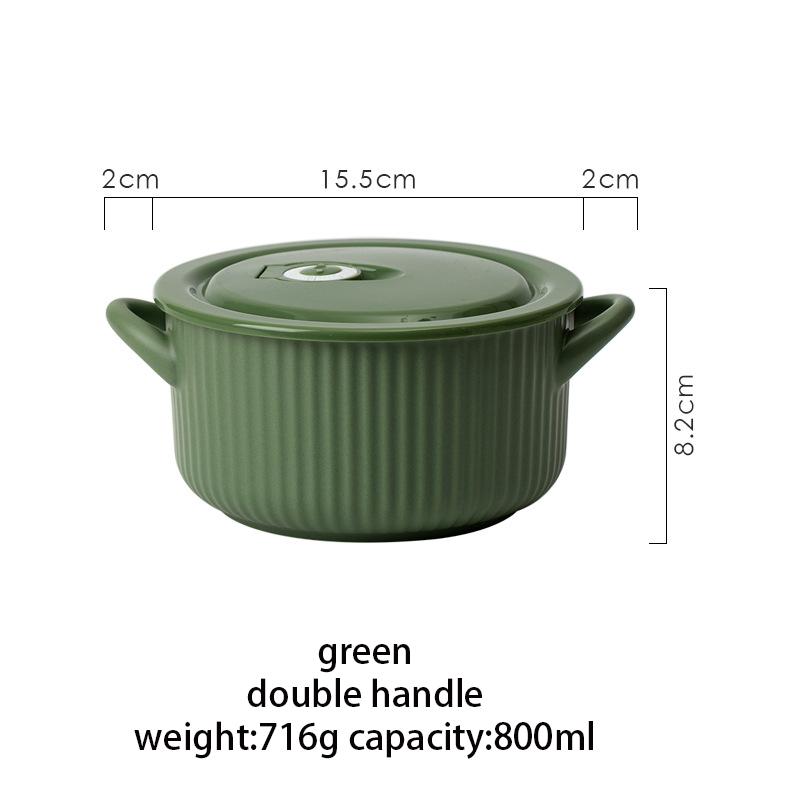 YWDL Европейская полосатая миска для лапши быстрого приготовления с ручкой Керамическая кухонная посуда Миска для салата, супа, фруктов, пасты, подходит для микроволновой печи