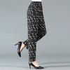 Summer Middle-aged and Elderly Women's Cropped Pants High Waist Elastic Oversized Pants Middle-aged Women's Floral Pants