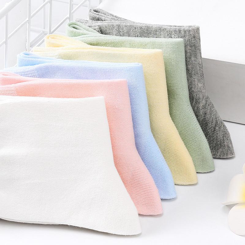 Women's Pure Cotton Mid-Calf Socks, White Long Socks for Autumn And Winter, Casual All-Cotton Socks, White, 6 Pairs