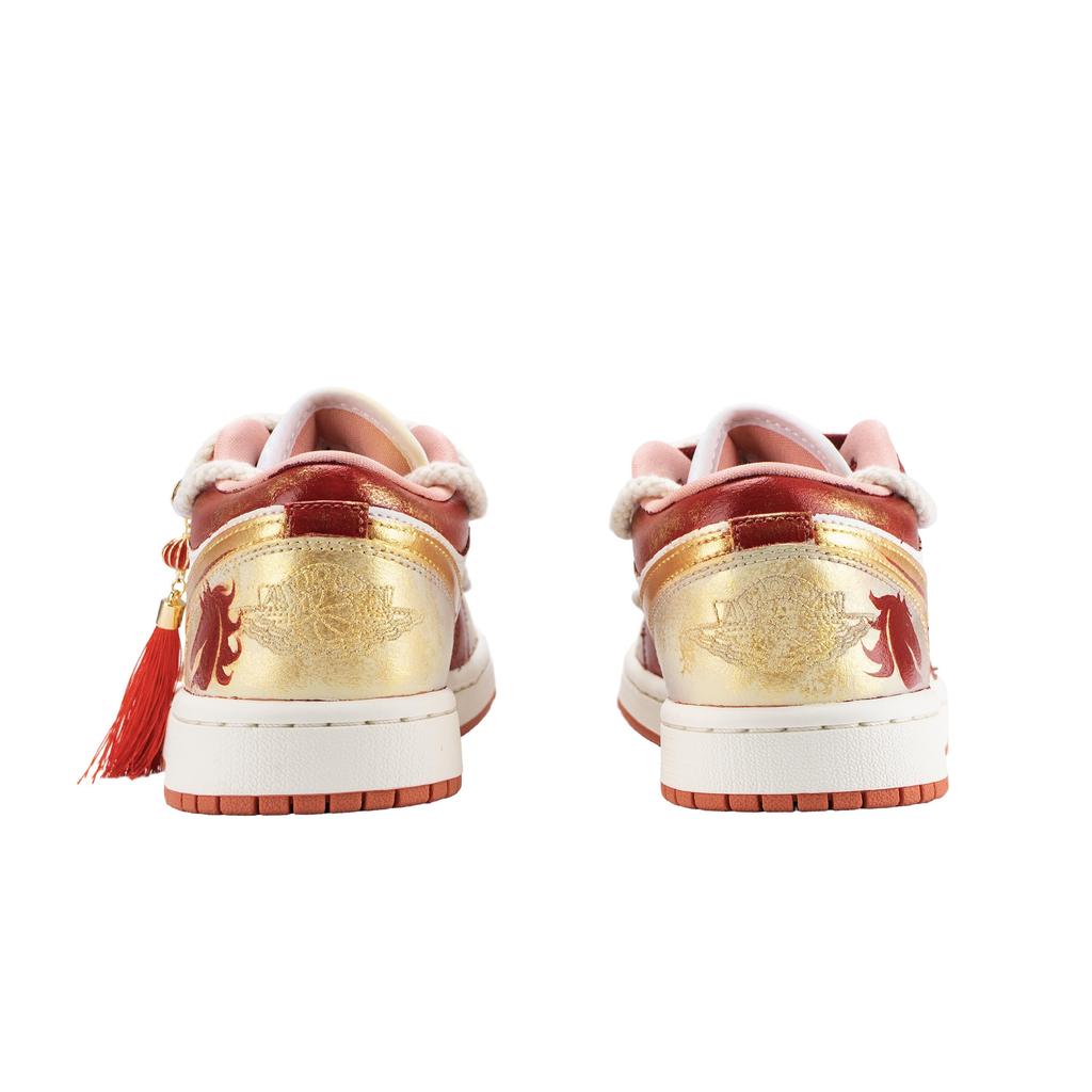 Jordan Air Jordan 1 Golden Saddle Blessing Vintage Basketball Shoes Women's Red Gold DC0774-180(Team836-)