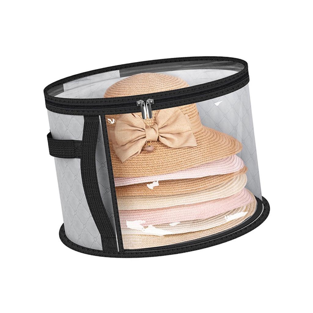 Hat Storage Bag for Efficient Organization Convenient Foldable Round Brim Caps Organizer with Handle and Clear Window