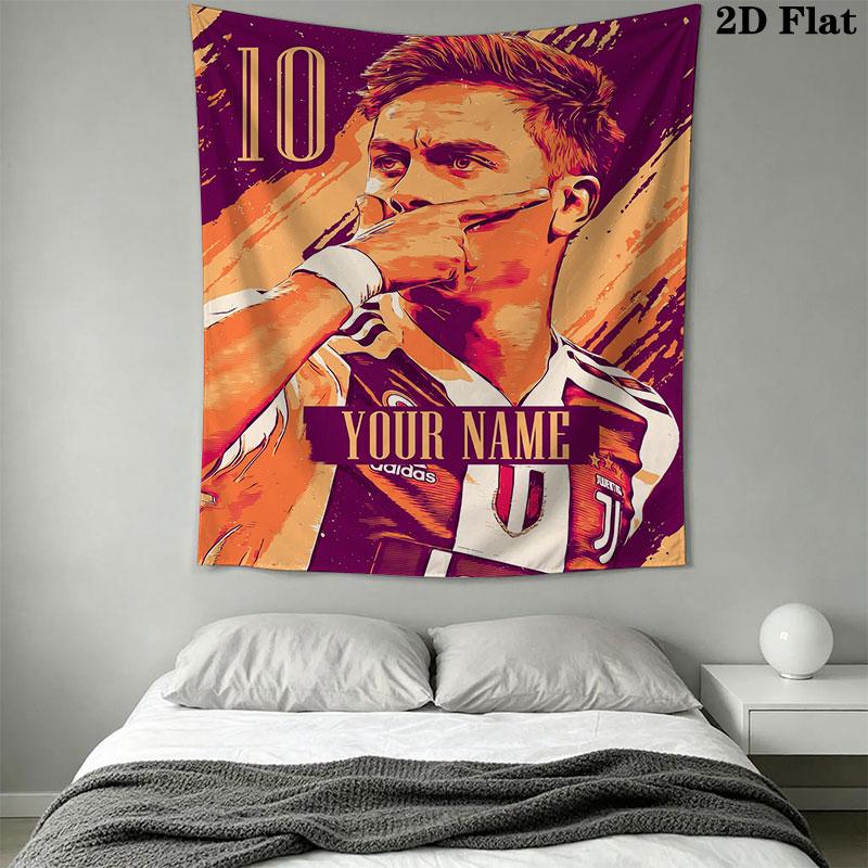 Custom Paulo Dybala Wall Hanging Printed Fabric Blanket Decorative Tapestries for Bedroom Living Room Home Decor