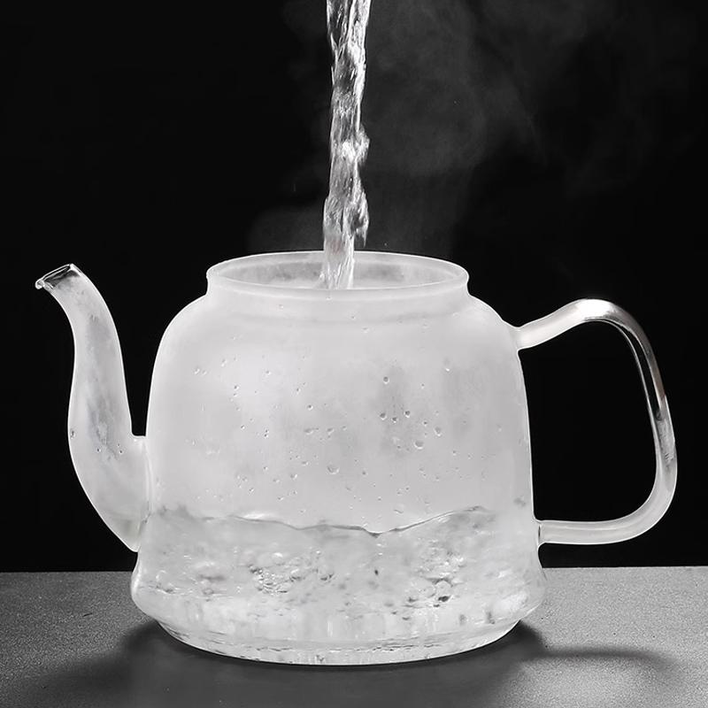 HMLOVE Heat Resistant Glass Teapot Steamed & Boiling Kettle Tea Infuser Filter High Borosilicate Chinese Teawear Pot 1200ml