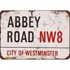 Винтажная металлическая табличка Abbey Road Потертая белая Красная Ретро Настенное искусство для Гаража Магазина Бара или Декора Гостиной Металлическая Стена