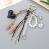 Keychain Heart Pendant Key Ring Korean Style Y2k Bag Pendant Sweet Braided Rope Bag Charm  Couple