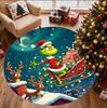 The Grinch Pattern Round Rug, Indoor/Outdoor Mat, for Picnic, Gameroom, Bedroom, Office, Living Room, Home Decor Carpet, Birthday Gift