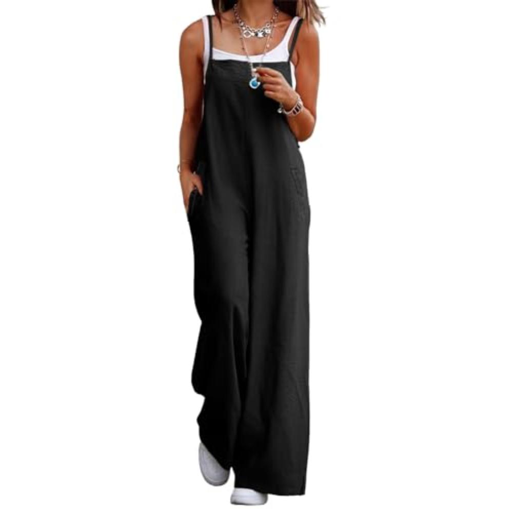 Women's Summer Boho Casual Jumpsuits Wide Leg Overalls Floral Print Baggy Rompers with Pocket