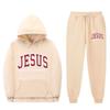 Men Women Casual Hooded Sweatshirt Set With Letter Print Long Sleeve Top Pants Sportwear
