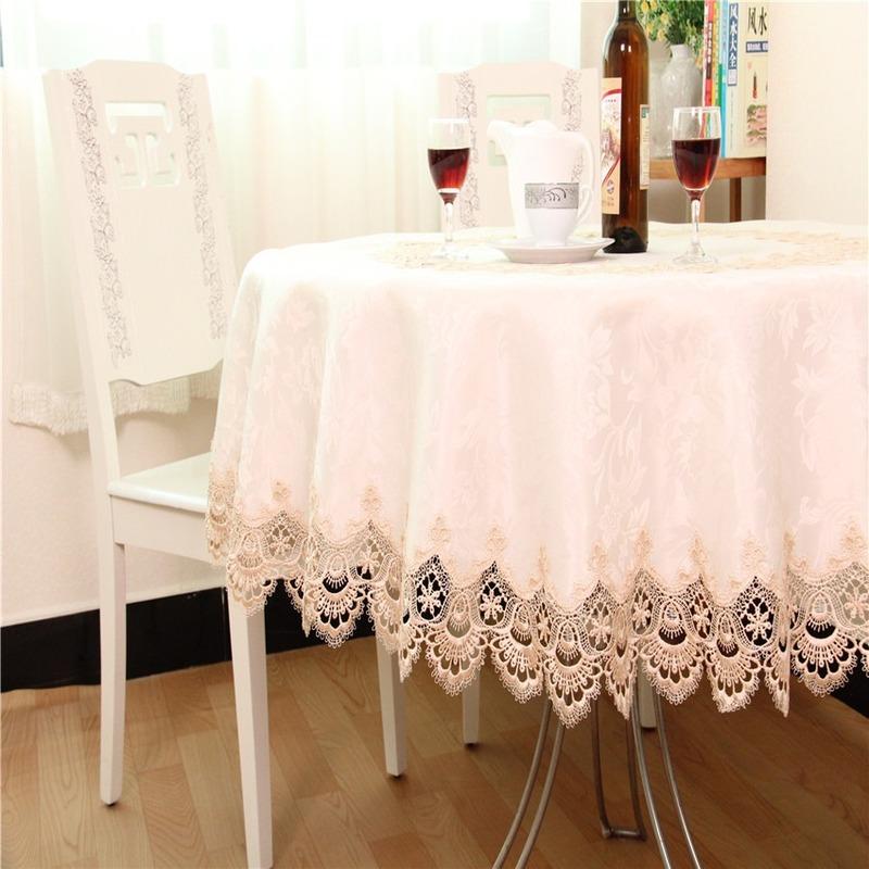 Table Cloth Round Tablecloths Luxury Embroidered Tablecloth Table Dining Table Cover Water Soluble Lace Wedding Flower Dust