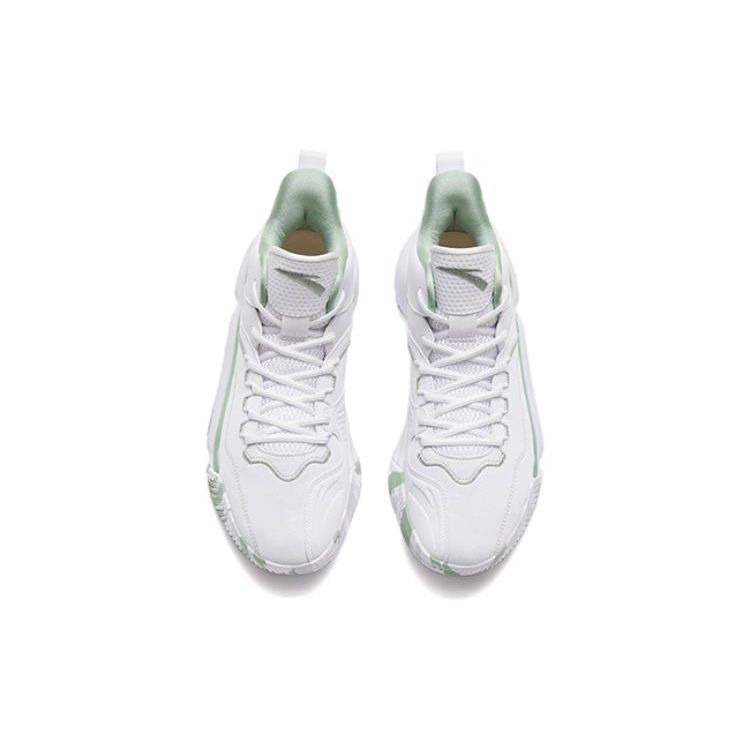 Anta Laser 4 Leather Wear-Resistant Breathable Mid-Top Basketball Shoes Men Sneakers White Green 112311607-1