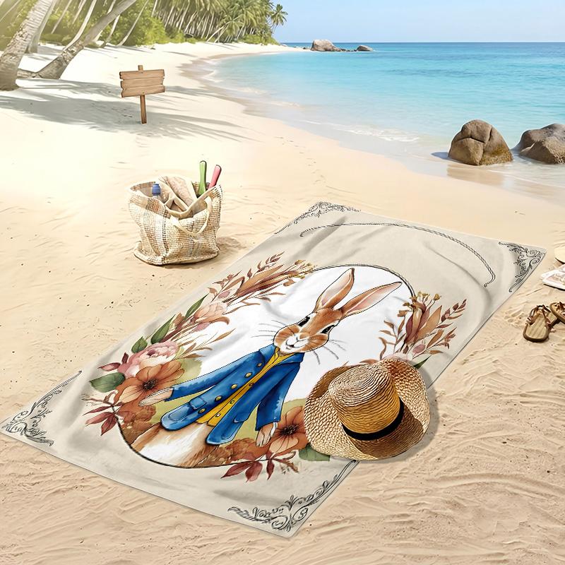 Peter Rabbit Printed Quick Dry Beach Towel Super Absorbent Soft Lightweight Bath Towel for Pool Summer Travel