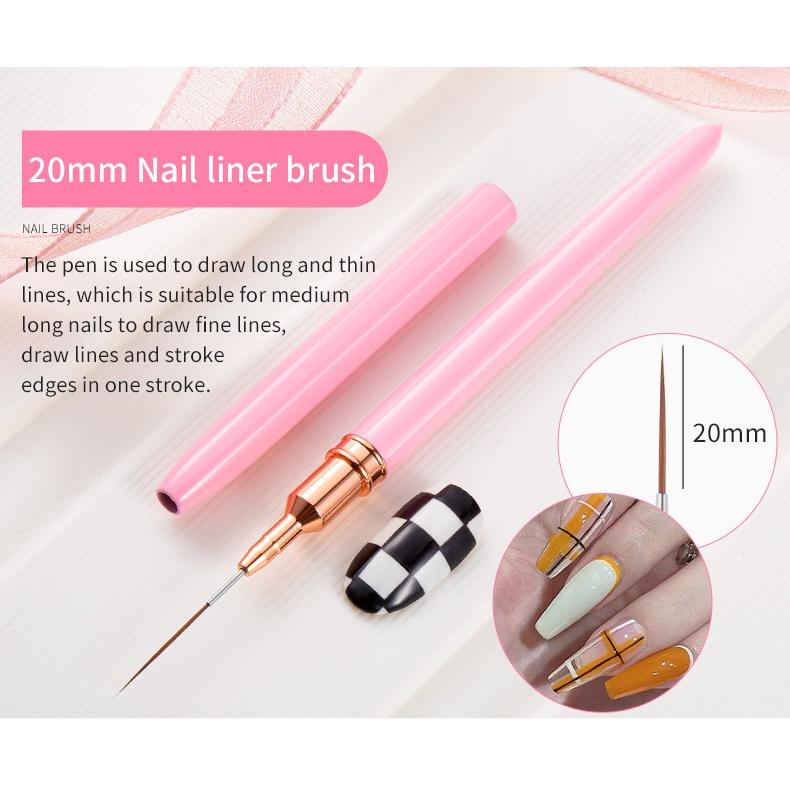 7/9/11/15/20 мм кисть для дизайна ногтей DIY рисунок линий полоса цветок живопись ручка розовый