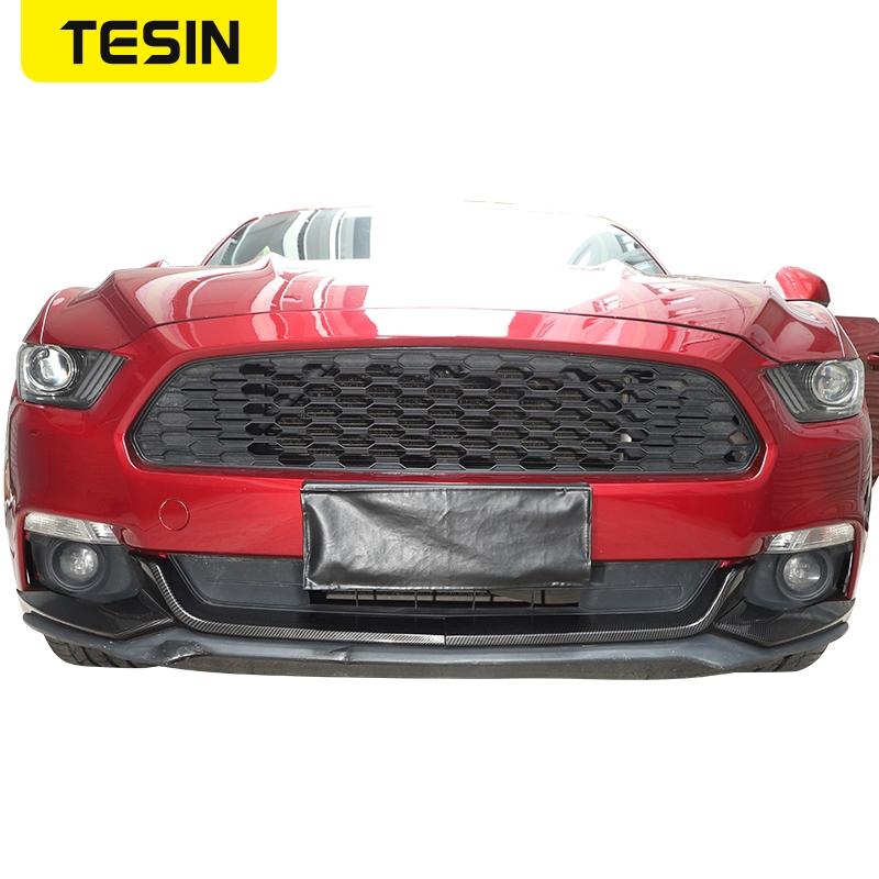 TESIN Car Sticker For Ford Mustang 2015 2016 2017 ABS Carbon Fiber Front Bumper Surround Decoration Cover Exterior