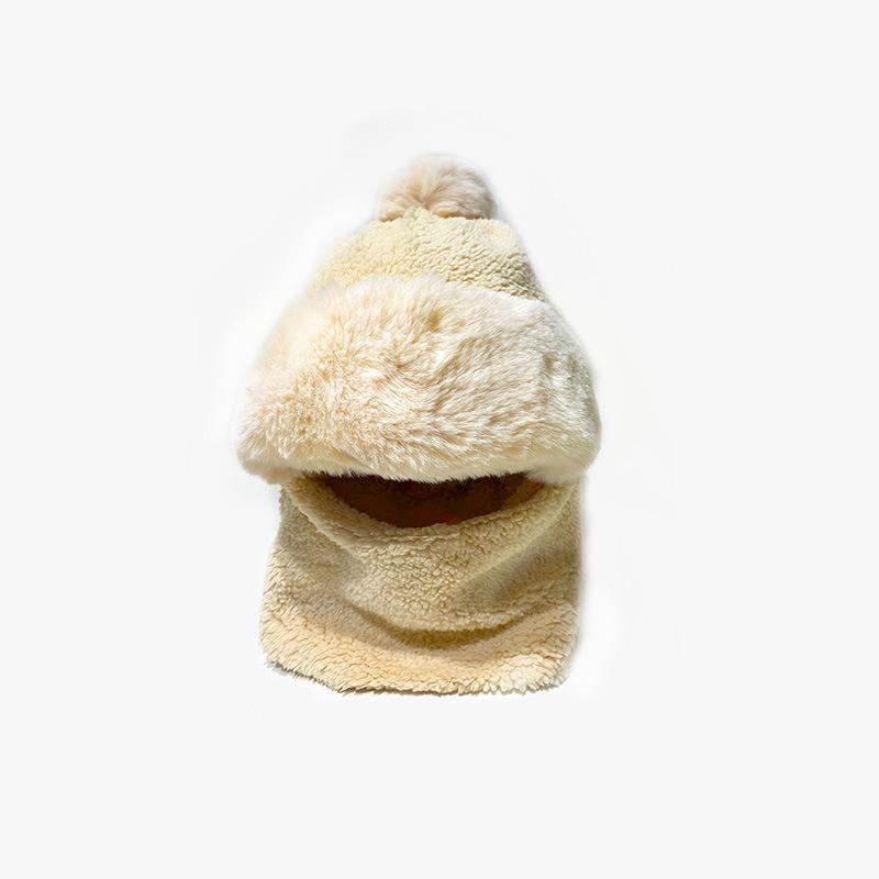 Bear Hat for Women In Winter Korean Style Cute Versatile Headgear Cycling Scarf Warm Mask Sky Scarf Integrated Ear Protection