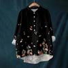 Women's Shirt Blouse Long-sleeved With Buttons Print Casual Hem Irregular Shirt Collar Top