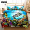 Комплект постельного белья с изображением морских животных 3D и красочной черепахи, модный комплект постельного белья, мягкий, удобный, дышащий пододеяльник