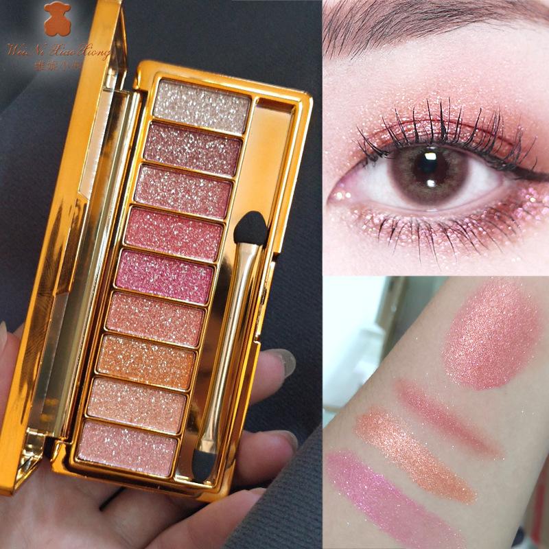 9 Color Eye Shadow Fine Shimmering Pearly Shimmering Super Shimmery Mashed Potato Texture Eye Shadow