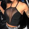 Женский Укороченный Топ Сексуальный Черный Жилет Майка Обхватывающий Грудь Рубашка Топ-майка