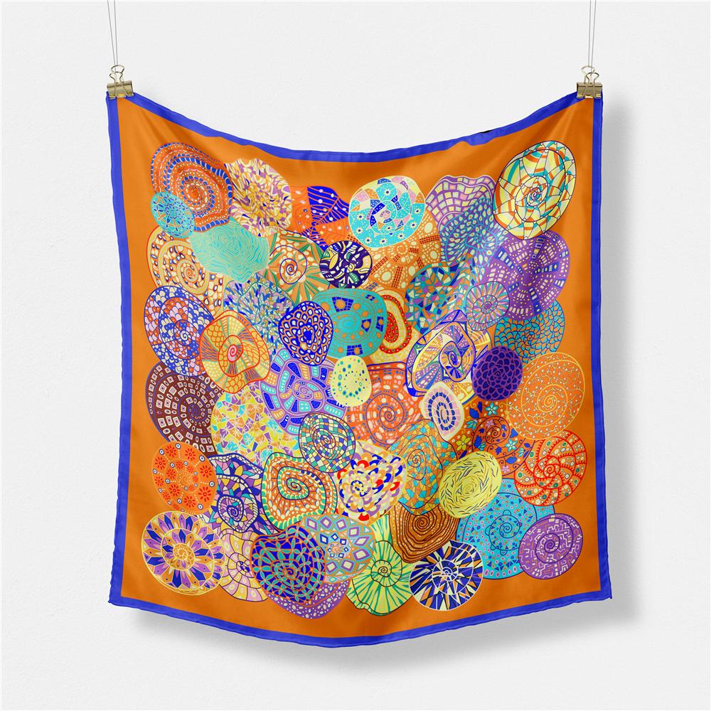 Twill Silk Scarf Women Indian Tiger Print Square Scarves Wraps Bandana Small Hijabs Silk Foulards Tie Headband Neckerchief 53CM