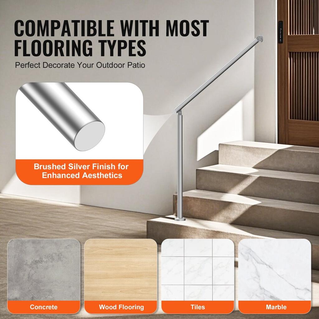 39.4in 100cm Handrails for Outdoor Steps for Porch Deck Stainless Steel