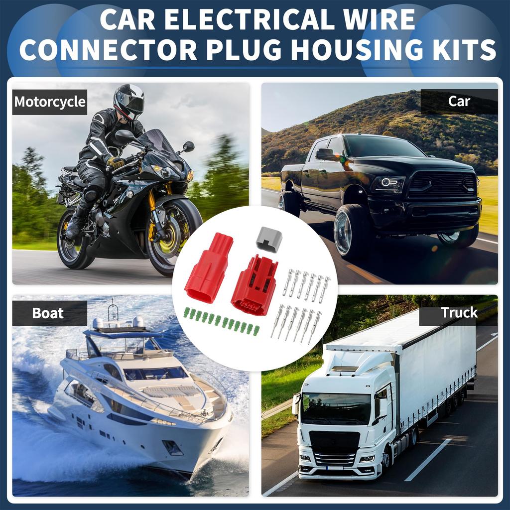 INFINAUTO 1 Set 6 Pin Car Electrical Wire Connector Plug Housing Kit 0.6mm Series