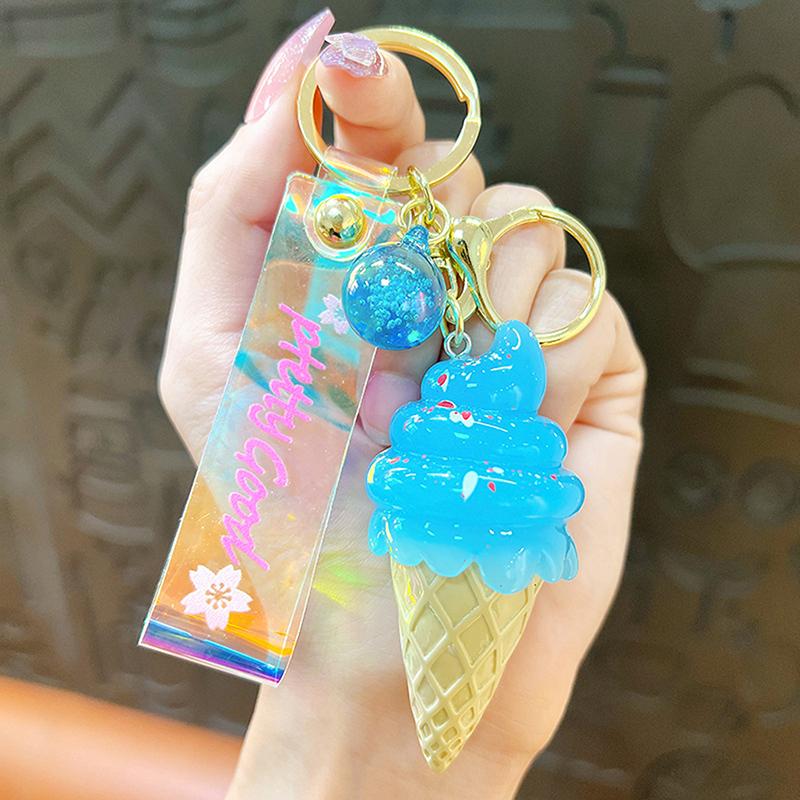 Милый креативный чехол для телефона с подсветкой в виде мороженого, наручный брелок для ключей, сумка, подвеска, аксессуары, изысканный подарок, светящиеся игрушки