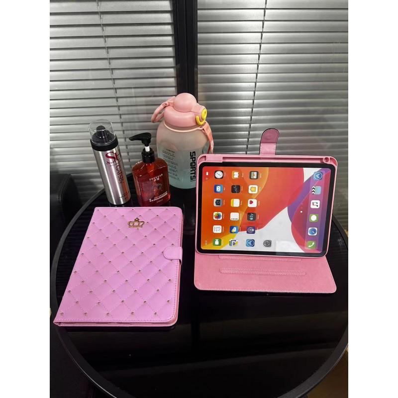 Чехол-книжка для iPad 10.2 9.7 Air 6 с инкрустацией стразами в виде короны и застежкой, функция Smart Sleep, кожаная обложка