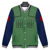 Mens Casual Jacket Anime Inspired 3D Digital Print Baseball Style Hoodless Outerwear Youth