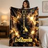 Led Zeppelin Print Flannel Blanket Cozy Lightweight Plush Throw Blanket For Bed Sofa Household Use