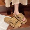 2025 лето новая корейская версия толстой подошвы повседневные плетеные односложные классные тапочки квадратные подошвы мягкие пляжные сандалии женские