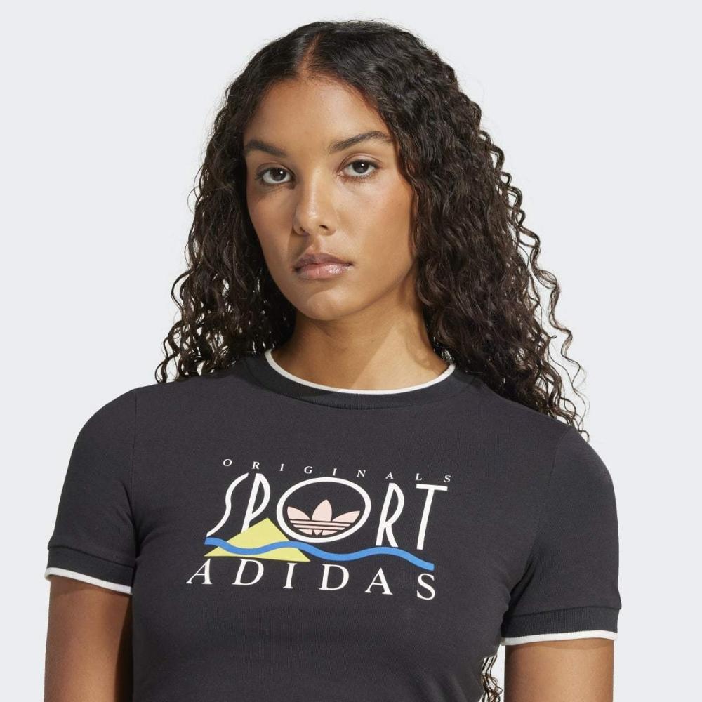 AdidaS Women S Sport Graphic Baby Tee White Jd1813