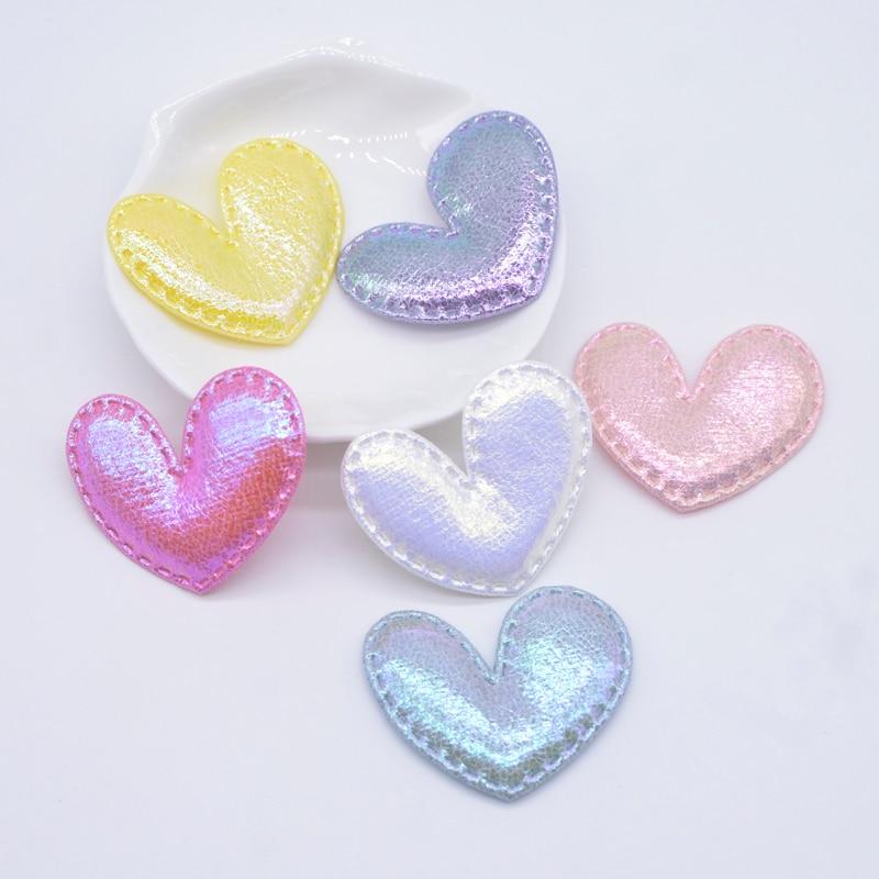 30 шт. 43*35 мм блестящая аппликация в форме сердца, мягкие нашивки для одежды, шляпа, принадлежности для шитья, головные уборы «сделай сам», заколки для волос, декор с бантом