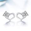 Heart-shaped Stud Earrings Jewelry, Women's Korean Version of Love Heart-connected Silver-plated Stud Earrings.